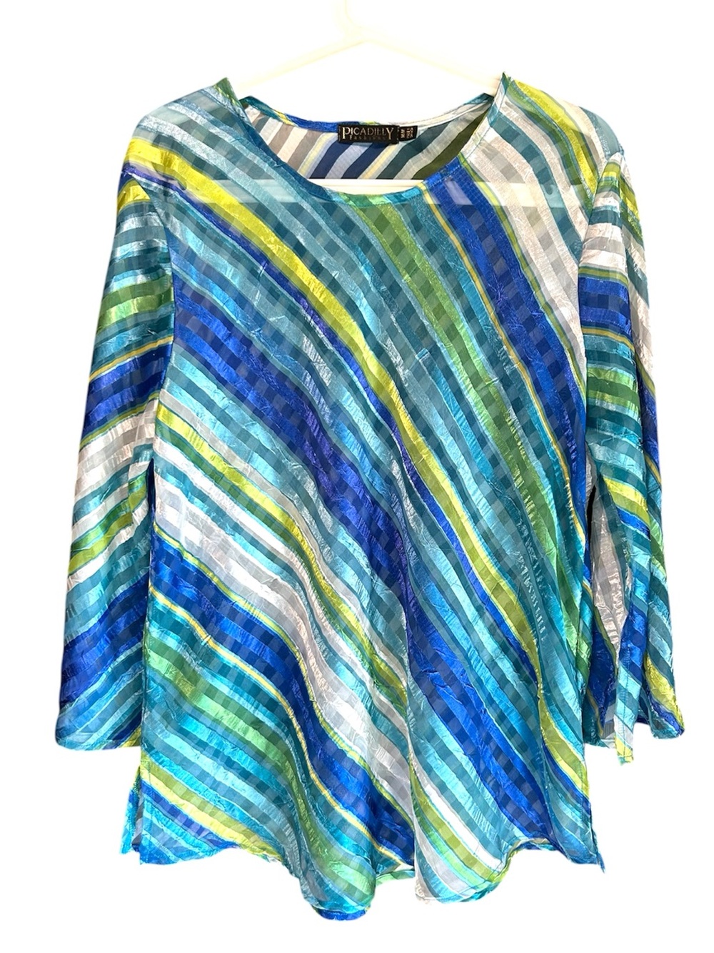 🇨🇦 Picadilly Fashion Blue, Green & Yellow Striped Tunic